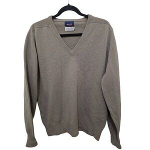 Vintage Mark Shale Scotland Men's V-Neck Pullover Sweater Size XL Beige Knit 100